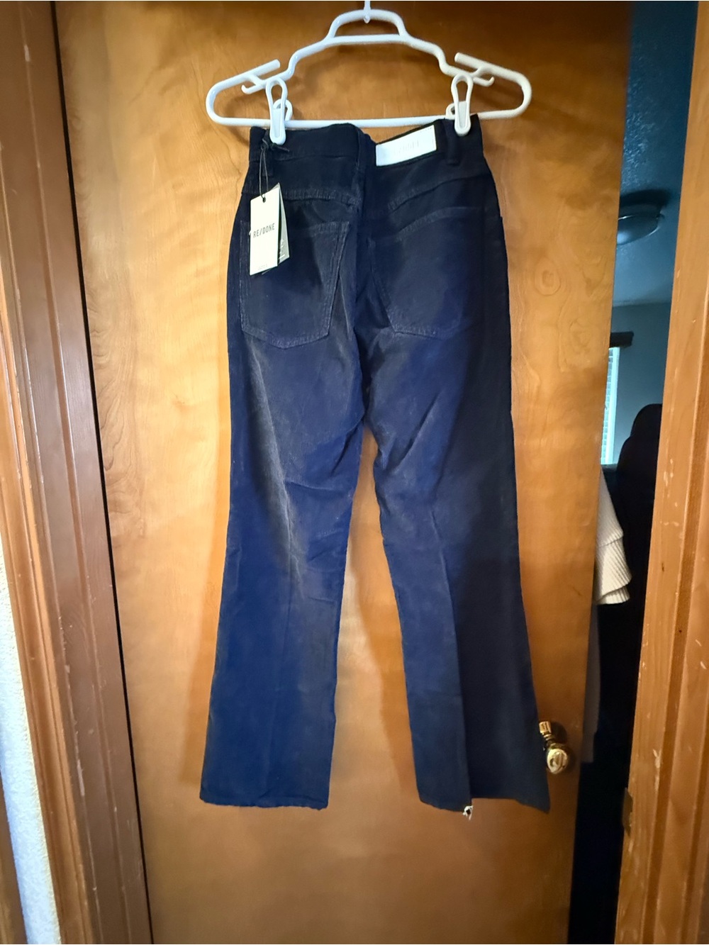 Re/Done Navy Blue Corduroy High-Rise Wide Leg Pants - Picture 2 of 4